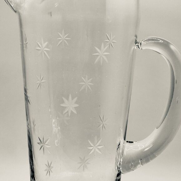 Vintage Mid Century Etched Glass Martini/ Cocktail Pitcher With Stir Stick - Picture 10 of 10